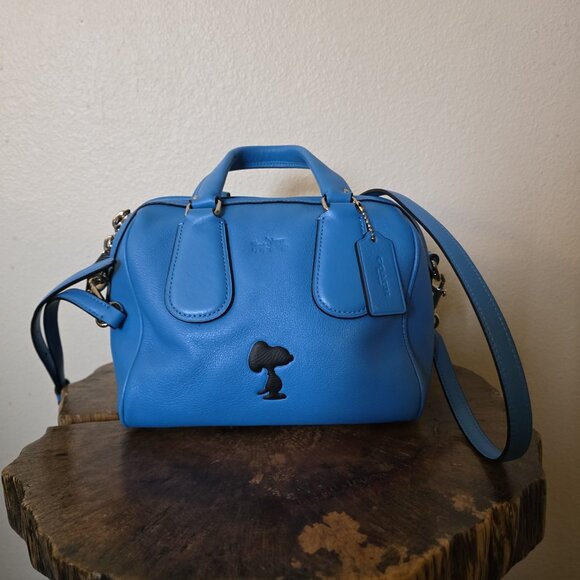 Coach x Peanuts Snoopy Limited Edition Mini Surrey Satchel Bag Blue Leather 3643 - Picture 8 of 16